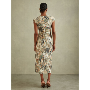 REISS LENNIA Printed Jersey Midi Dress